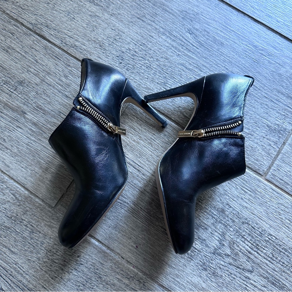Michael Kors Black Heeled Boots with Gold Zipper